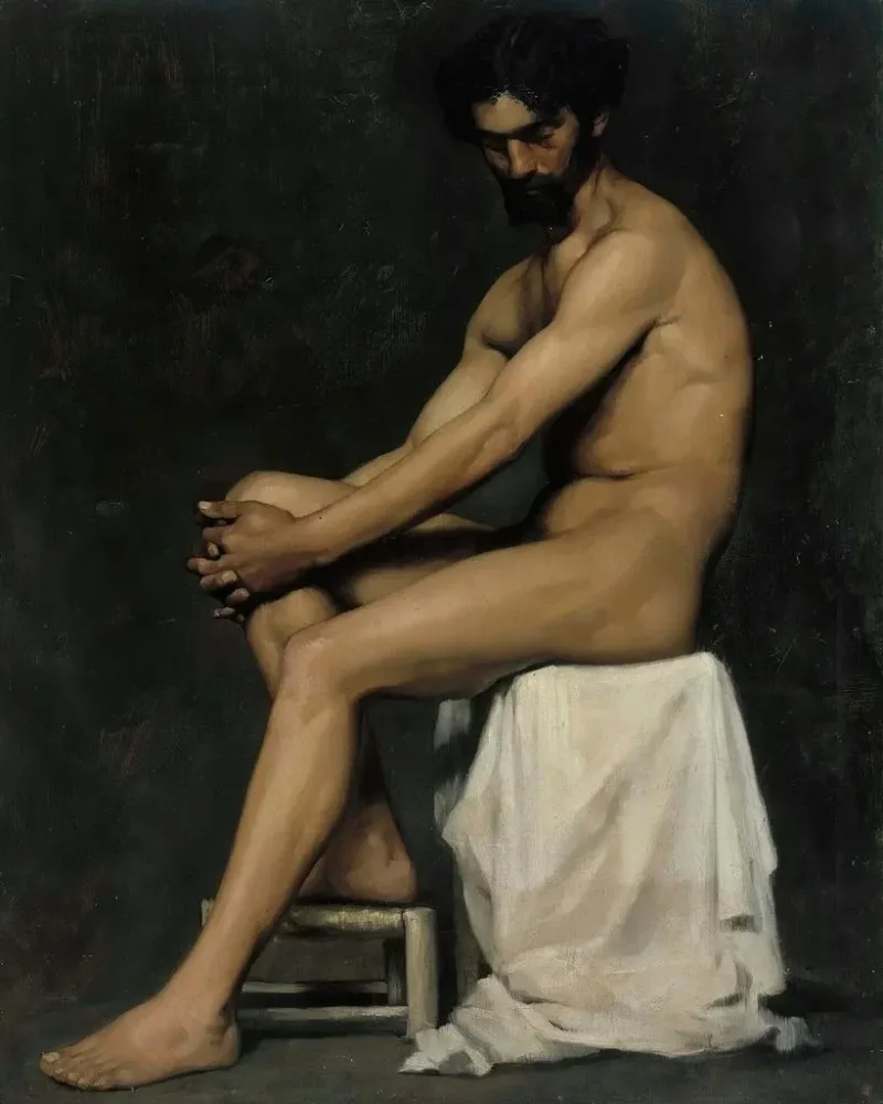 Obraz mężczyzny siedzącego - Albert Edelfelt | Druk artystyczny