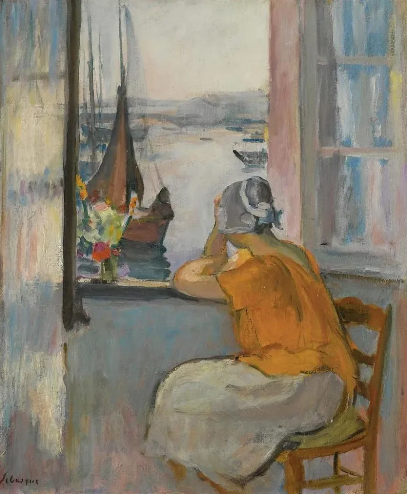 Obraz Młoda kobieta przed otwartym oknem - Henri Lebasque | Druk artystyczny