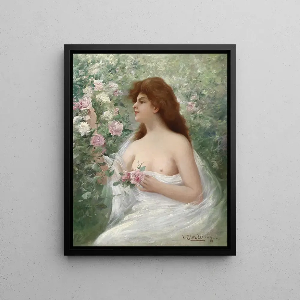 Obraz Młoda kobieta zbierająca róże - Alfred Glendening Jr. | Druk artystyczny
