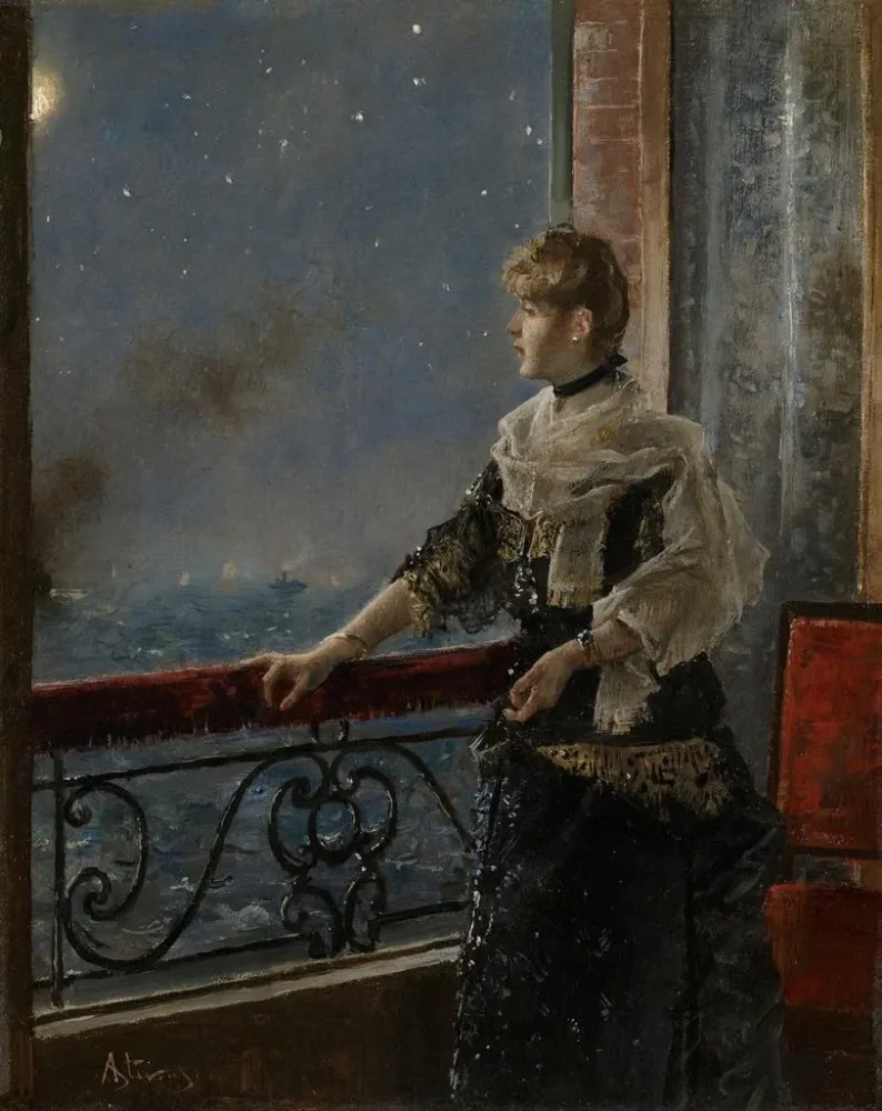 Obraz Moonlight Au clair de la lune - Alfred Stevens | Druk artystyczny