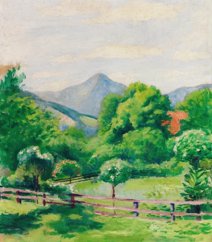 Obraz Ogród w Tegernsee z domem i górą - August Macke | Druk artystyczny