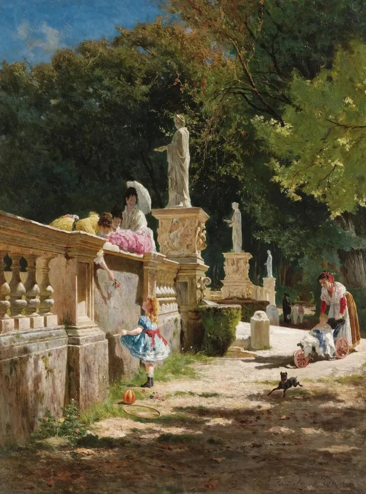 Obraz W ogrodach Villa Borghèse - Aurelio Tiratelli | Druk artystyczny