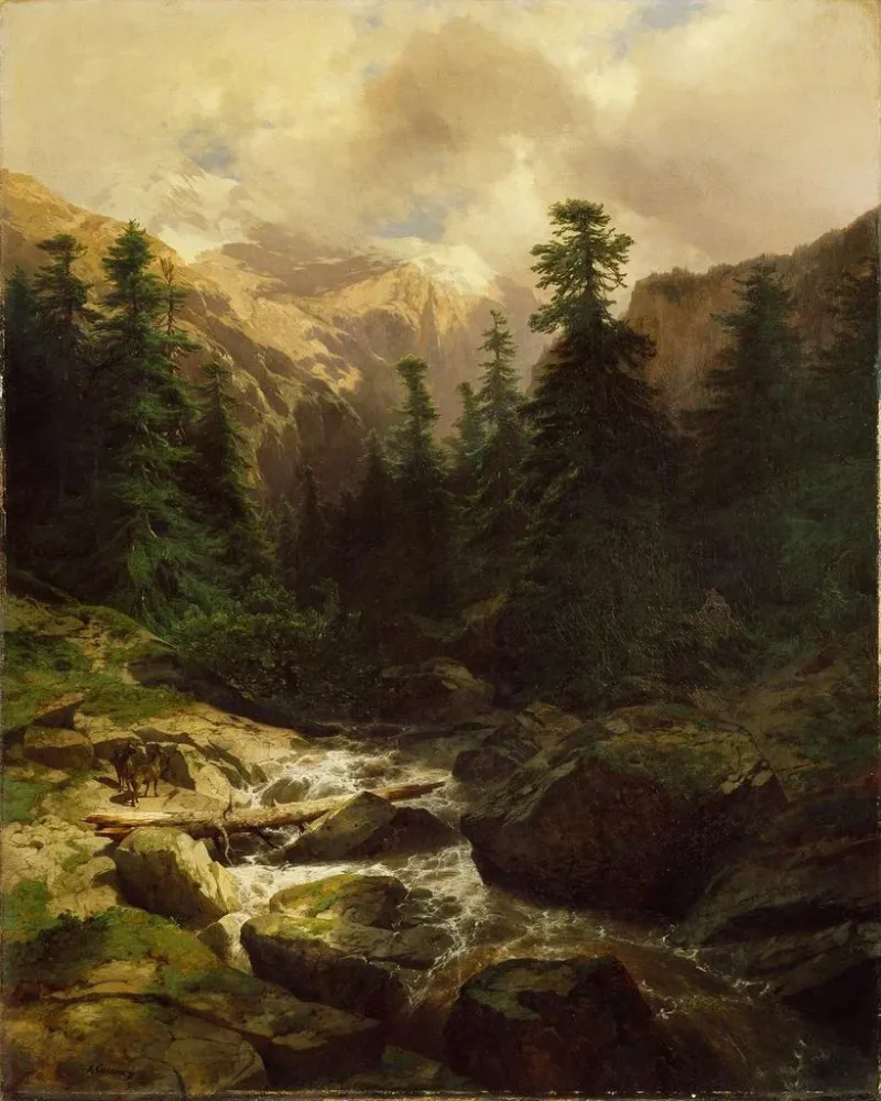 Obraz Pamiątka z Rosenlaui w Szwajcarii - Alexandre Calame | Druk artystyczny