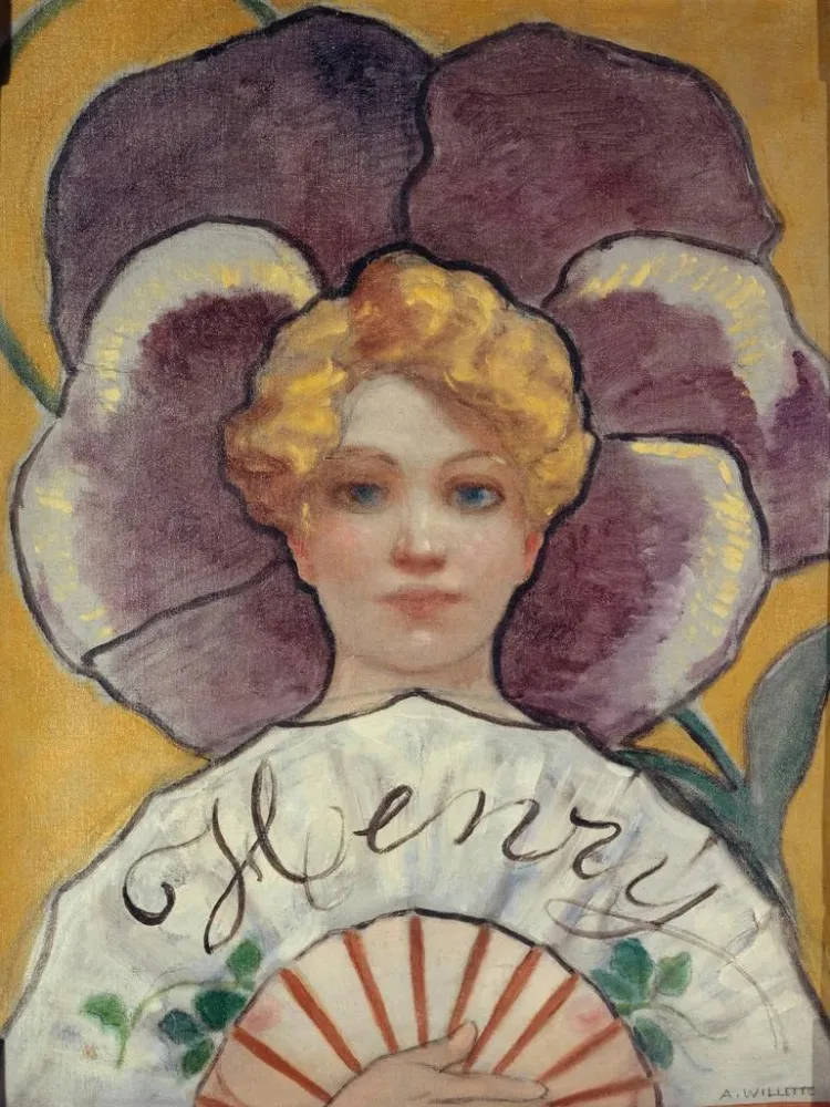Obraz La Pensée Enseigne de la maison Henry autrefois rue du Faubourg Saint-Honoré - Adolphe Léon Willette | Druk artystyczny