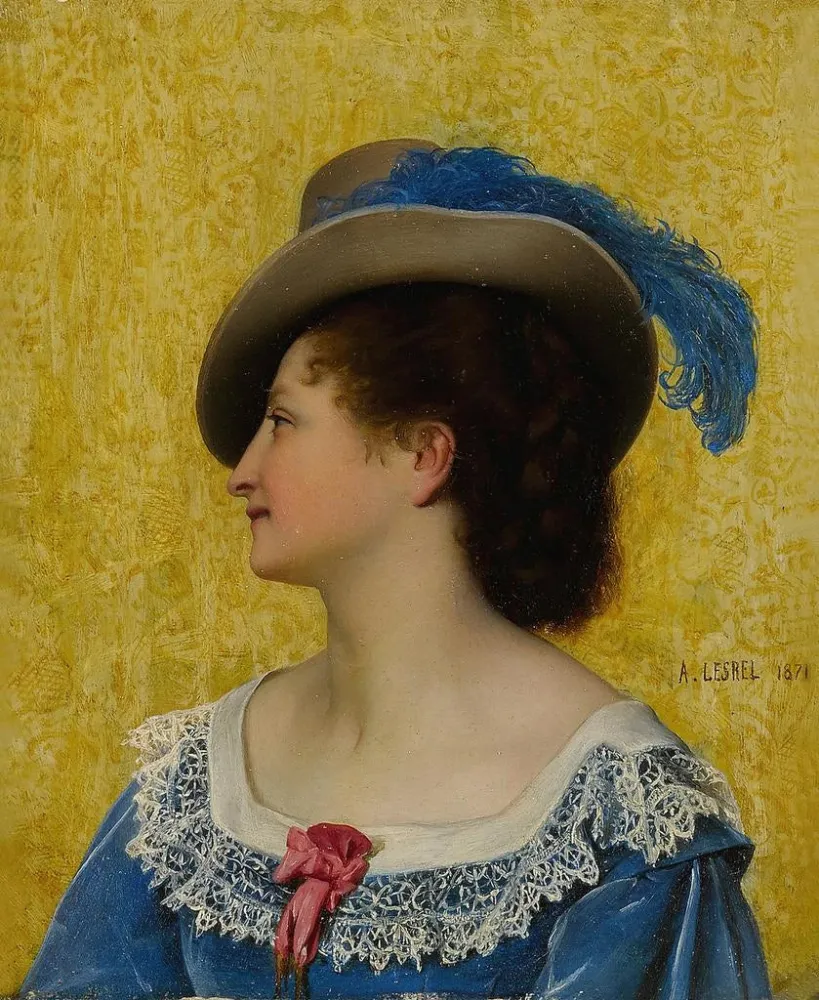 Obraz La plume bleue - Adolphe Alexandre Lesrel | Druk artystyczny