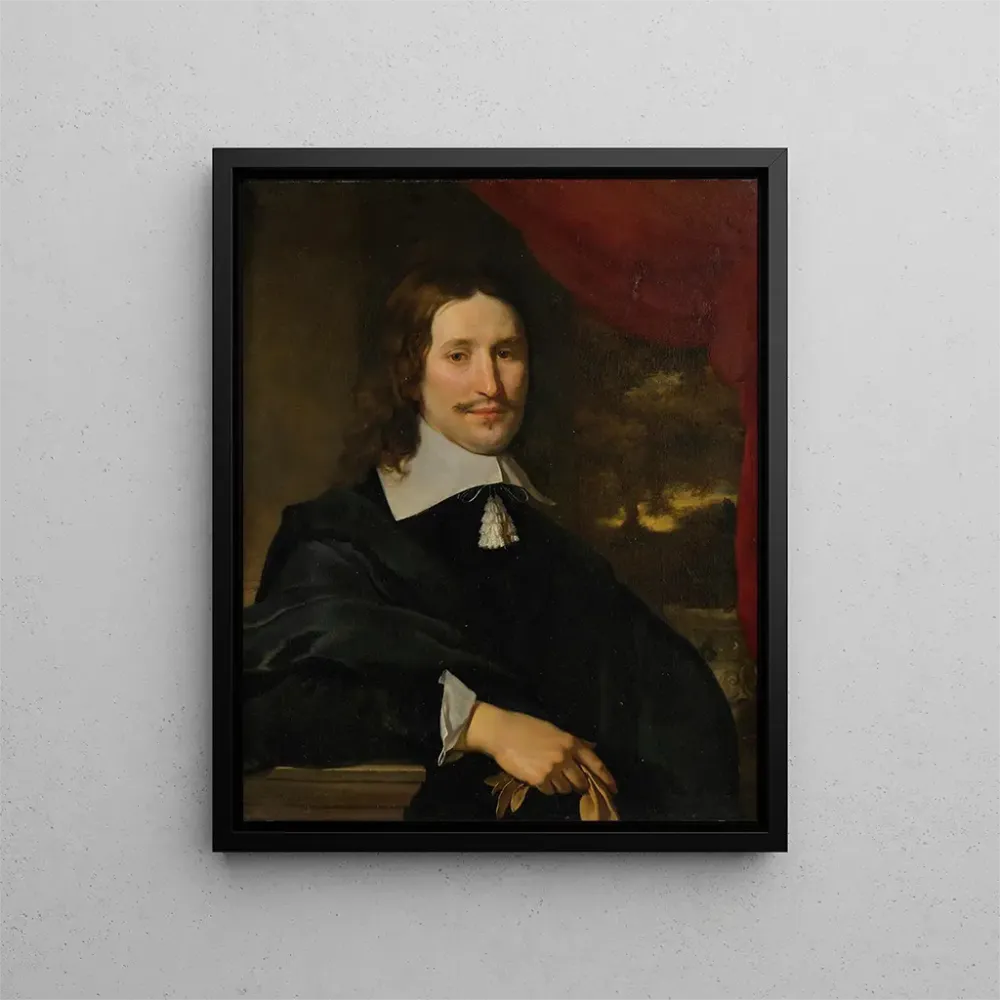 Obraz Portret dżentelmena trzymającego rękawiczki w półpostaci przed krajobrazem - Abraham Lambertsz van den Tempel | Druk...