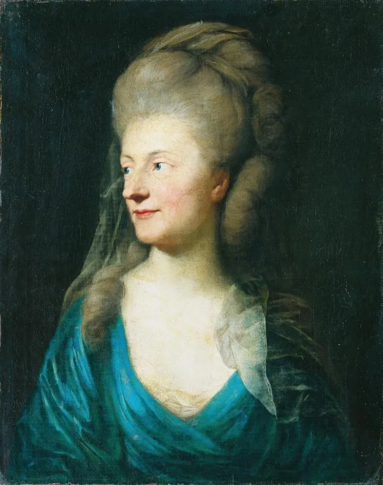 Obraz Portret Johanny Henriette Louise hrabiny de Bestucheff Rumin née von Carlowitz 1717-1787 - Anton Graff | Druk artyst...