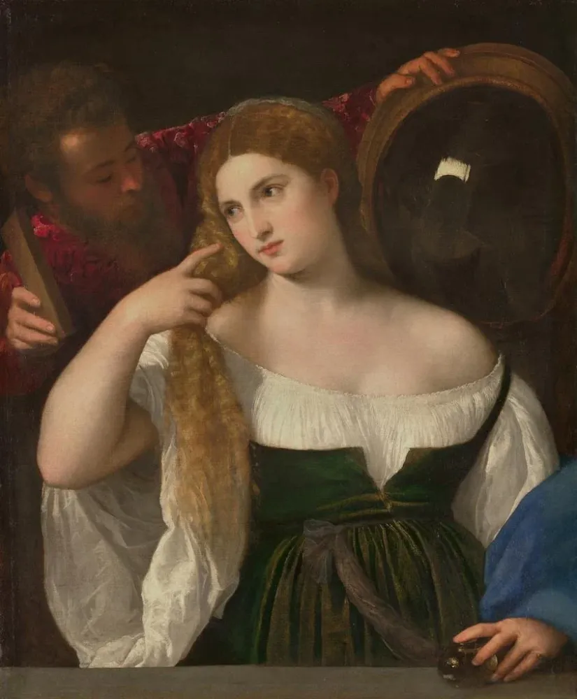 Obraz Portret kobiety podczas toalety - Titian | Druk artystyczny