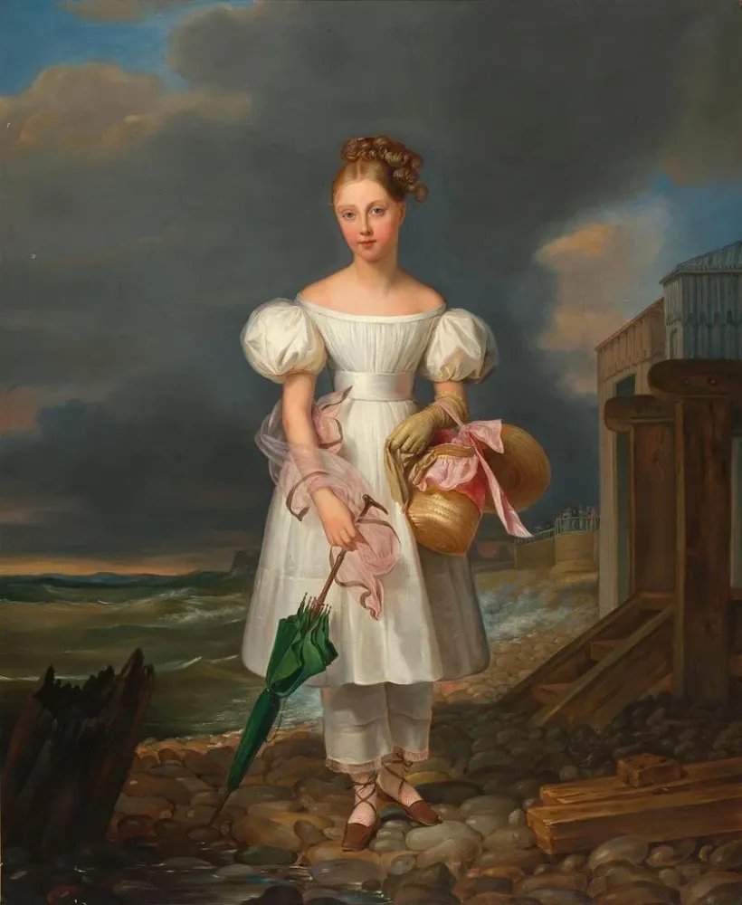 Obraz Portret młodej dziewczyny na plaży - Alexandre-Jean Dubois-Drahonet | Druk artystyczny