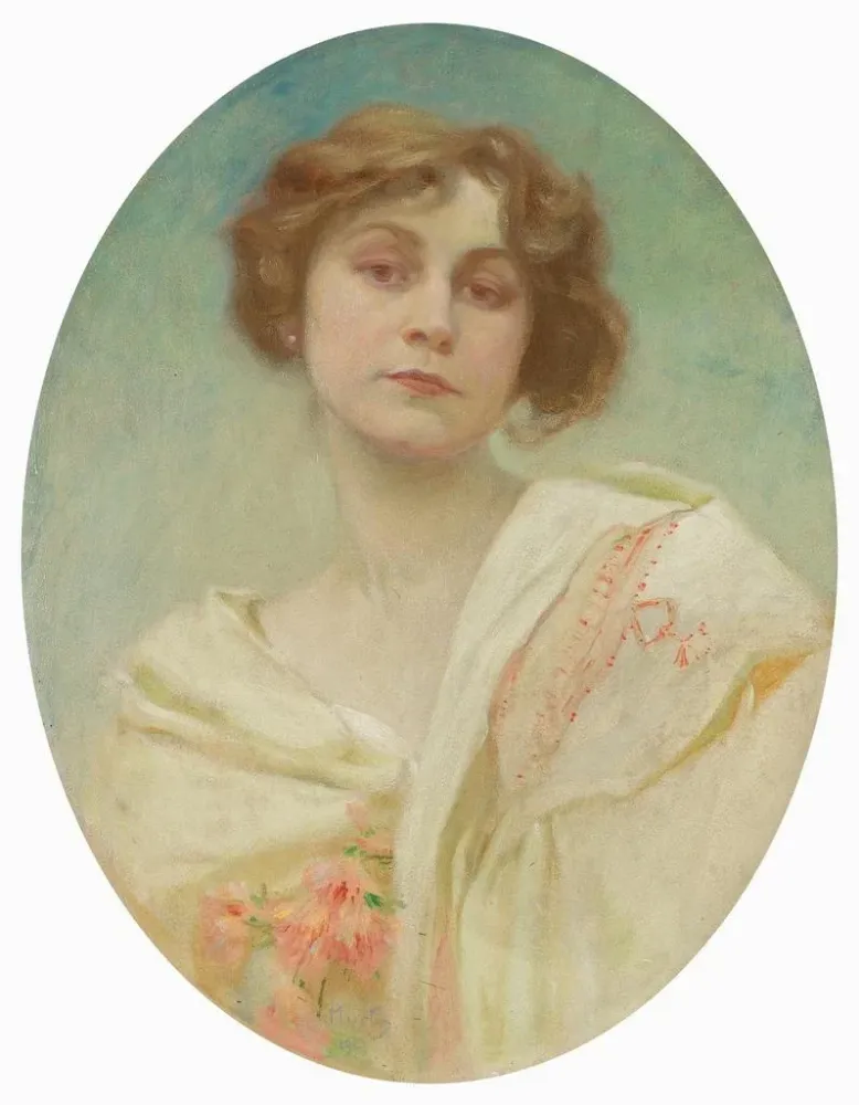 Obraz Portret młodej kobiety w stroju ludowym - Alphonse Mucha | Druk artystyczny