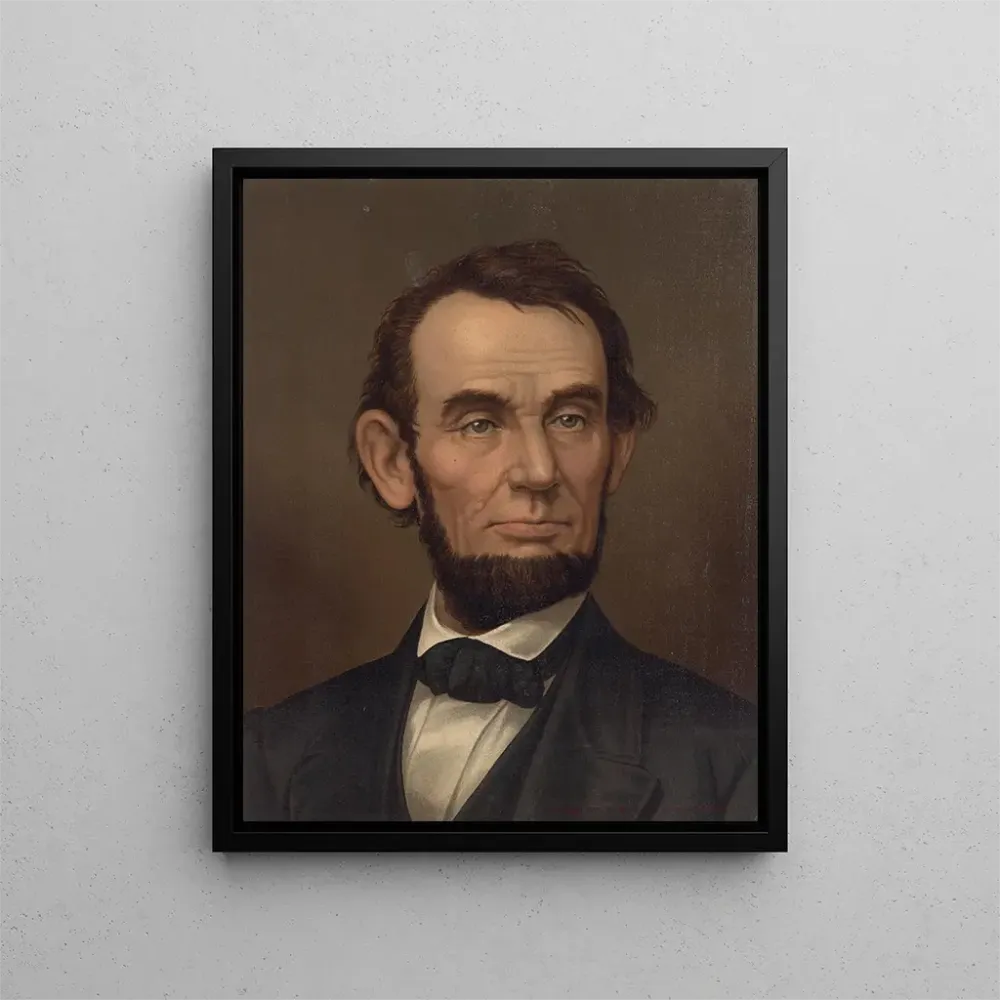 Obraz portret w półpostaci Abrahama Lincolna z brodą - Strobridge Co Lith | Druk artystyczny