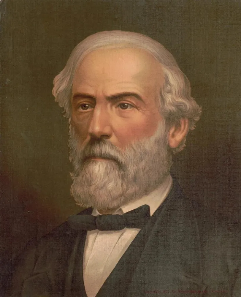 Obraz portret w półpostaci Roberta Edwarda Lee od frontu - Strobridge Co Lith | Druk artystyczny