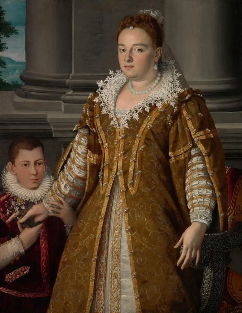 Obraz Portret wielkiej księżnej Bianki Capello de Médicis z jej synem - Alessandro Allori | Druk artystyczny