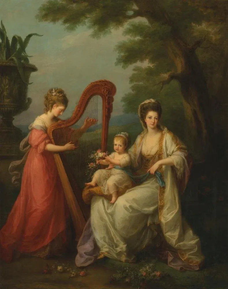 Obraz Portret zbiorowy Lady Elizabeth Smith, hrabiny Stanley de Derby, z jej małym synem Edwardem, przyszłym 13. hrabią de...