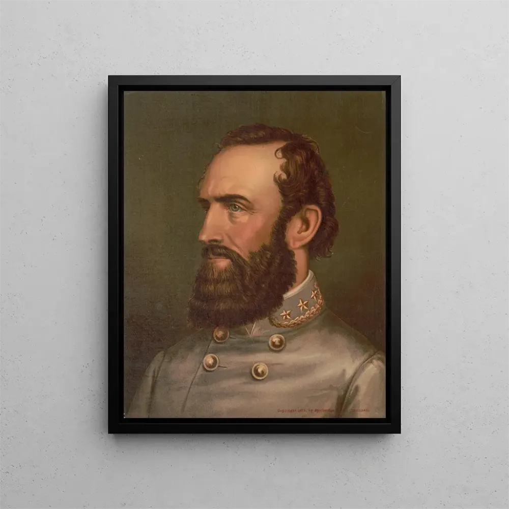 Obraz portretowy w półprofilu Stonewall Jackson w mundurze wojskowym - Strobridge Co Lith | Druk artystyczny