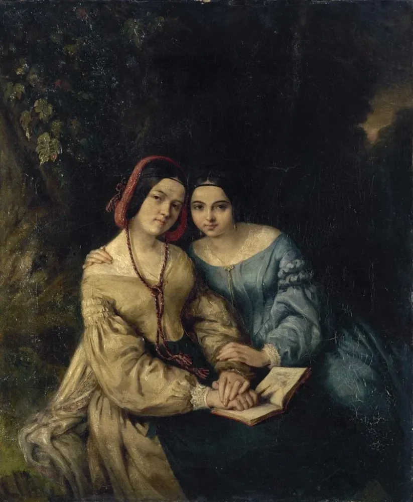 Obraz Portrety Héloïse i Anaïs Colin od nich samych - Adolphe-Anaïs Colin | Druk artystyczny