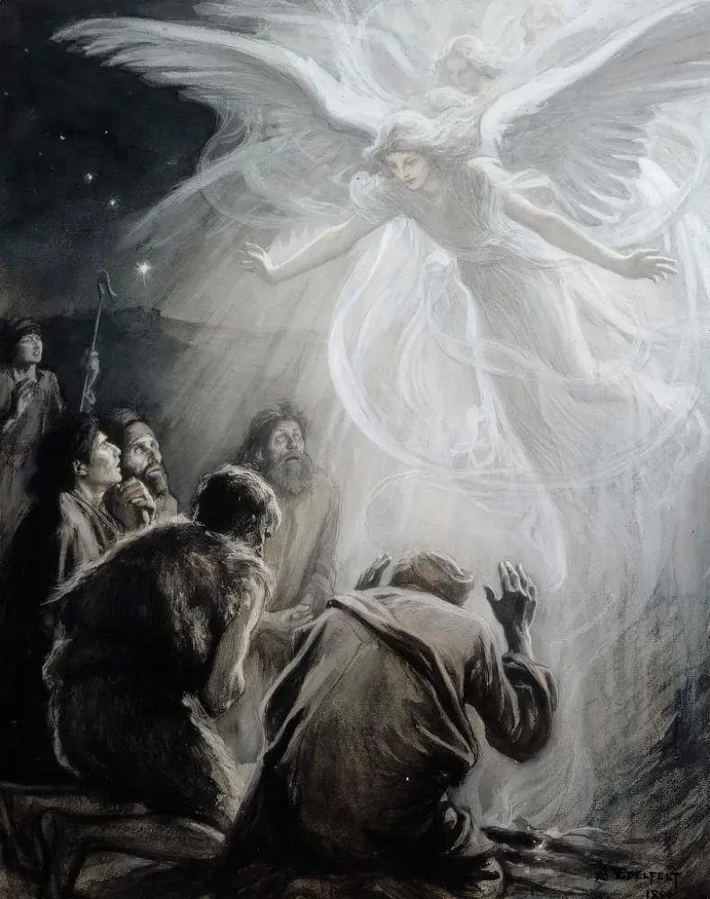 Obraz Revelation Angels to Shepherds - Albert Edelfelt | Druk artystyczny