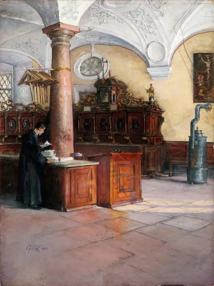 Obraz La sacristie de l'église universitaire de Vienne - Alfred Edler von Pflügl | Druk artystyczny
