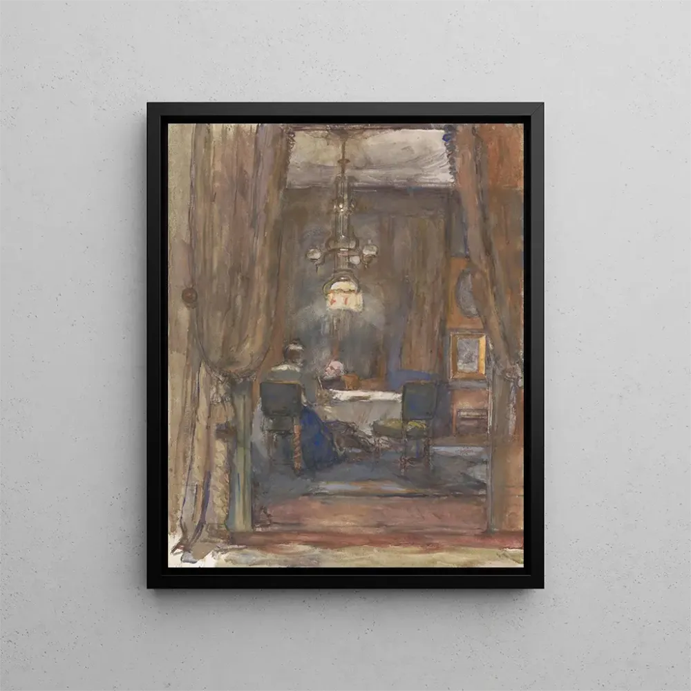 Obraz Salon Riouwstraat w Hadze w nocy - Barbara Elisabeth van Houten | Druk artystyczny