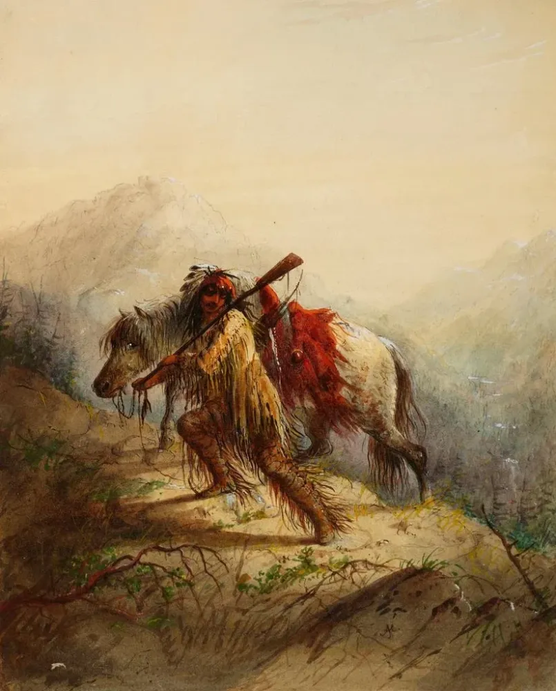 Obraz Le Scalp-Lock - Alfred Jacob Miller | Druk artystyczny