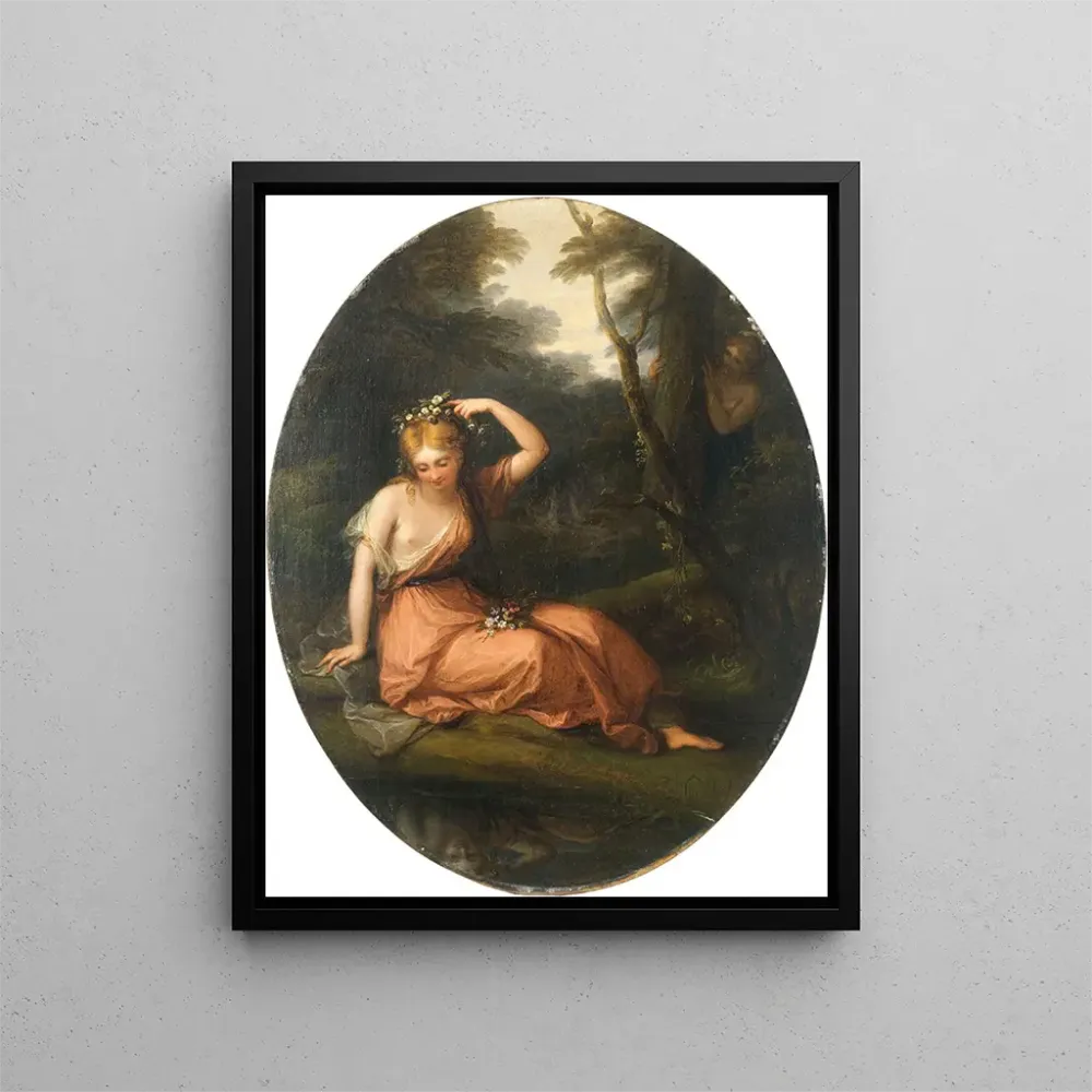 Obraz Silvia ozdabiający się kwiatami pod obserwacją Daphné - Angelica Kauffman | Druk artystyczny