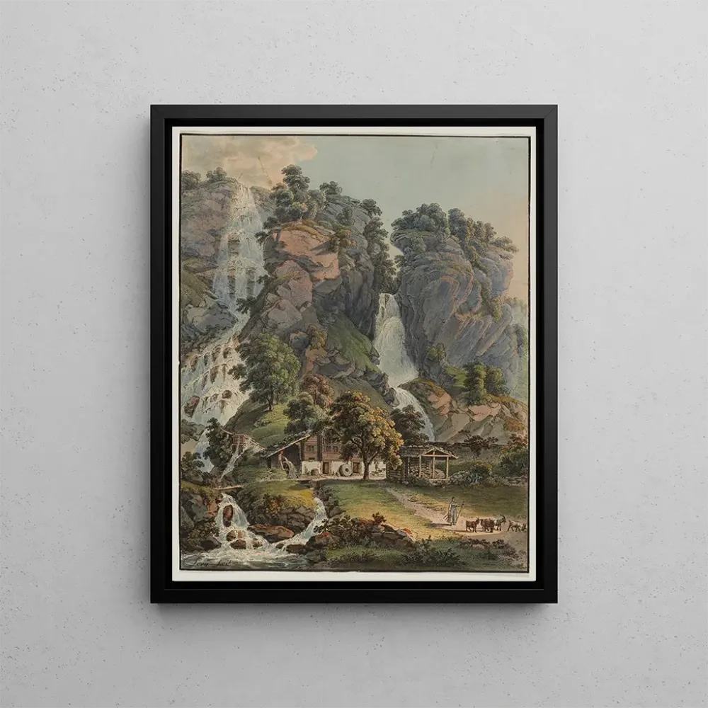 Obraz Spadające wodospady Dorf i Alpbach w Meyringen - Gabriel Lory L'ancien