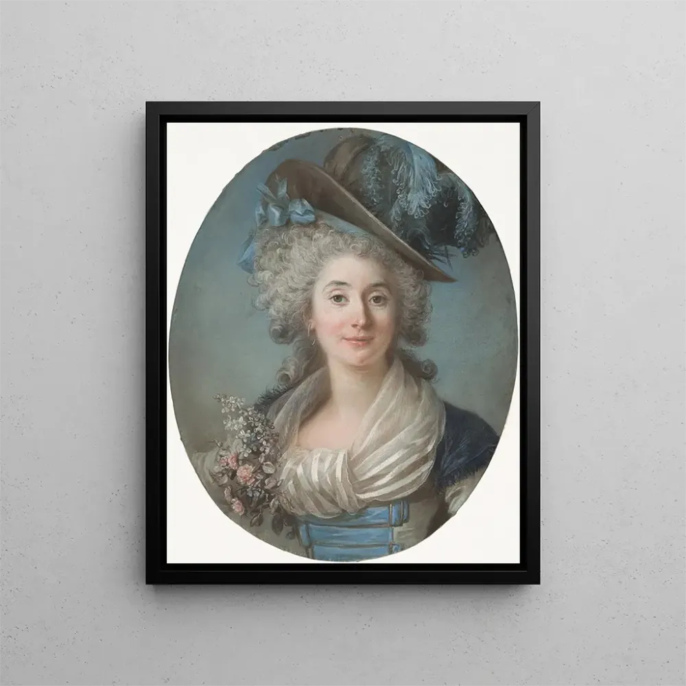 Obraz Szlachetna kobieta w modzie z kapeluszem z piórami - Adélaïde Labille-Guiard | Druk artystyczny