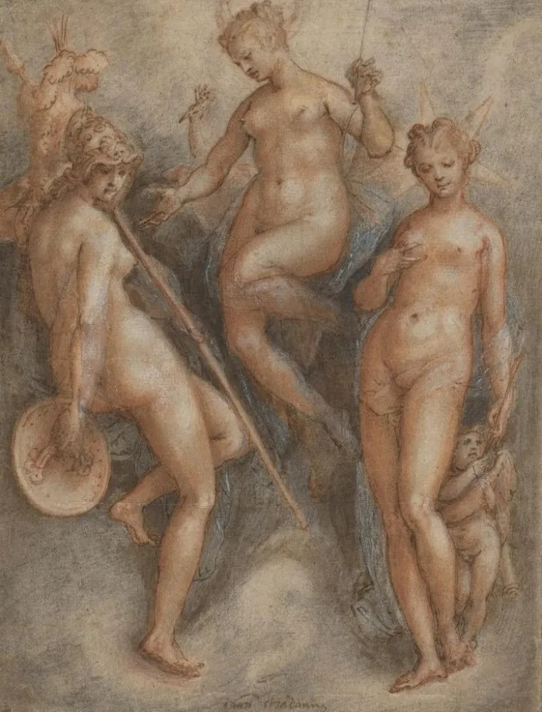 Obraz Trzy boginie: Minerva, Junona i Wenus - Jan van der Straet | Druk artystyczny