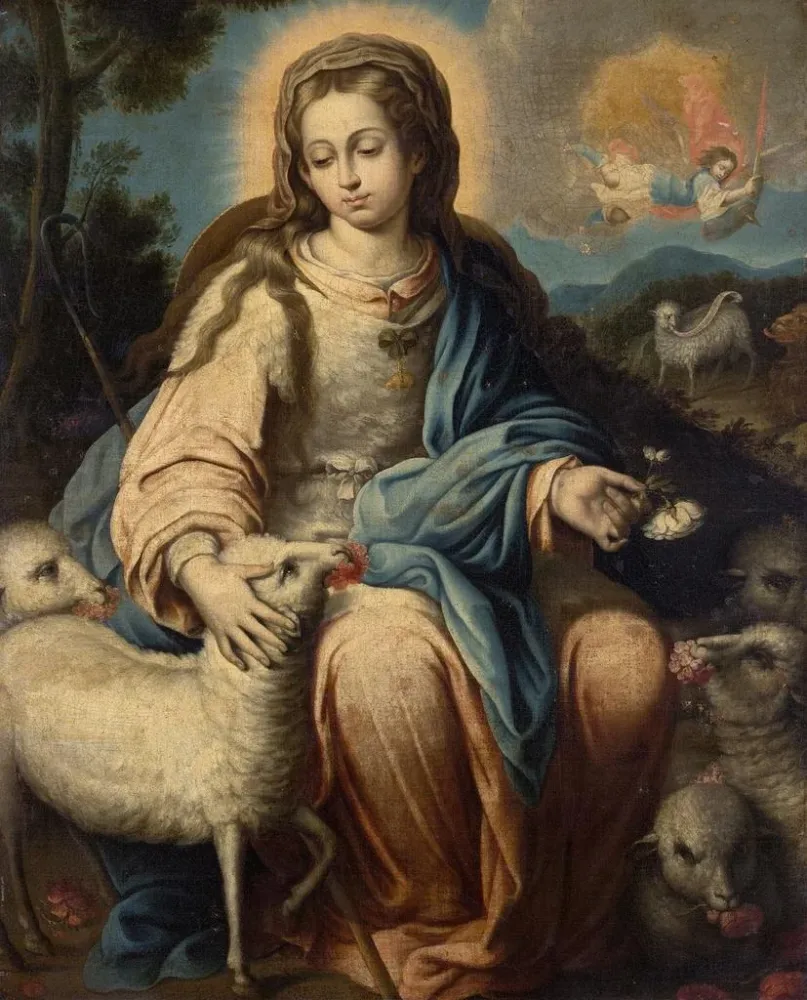 Obraz La Vierge en bergère - Alonso Miguel de Tovar | Druk artystyczny