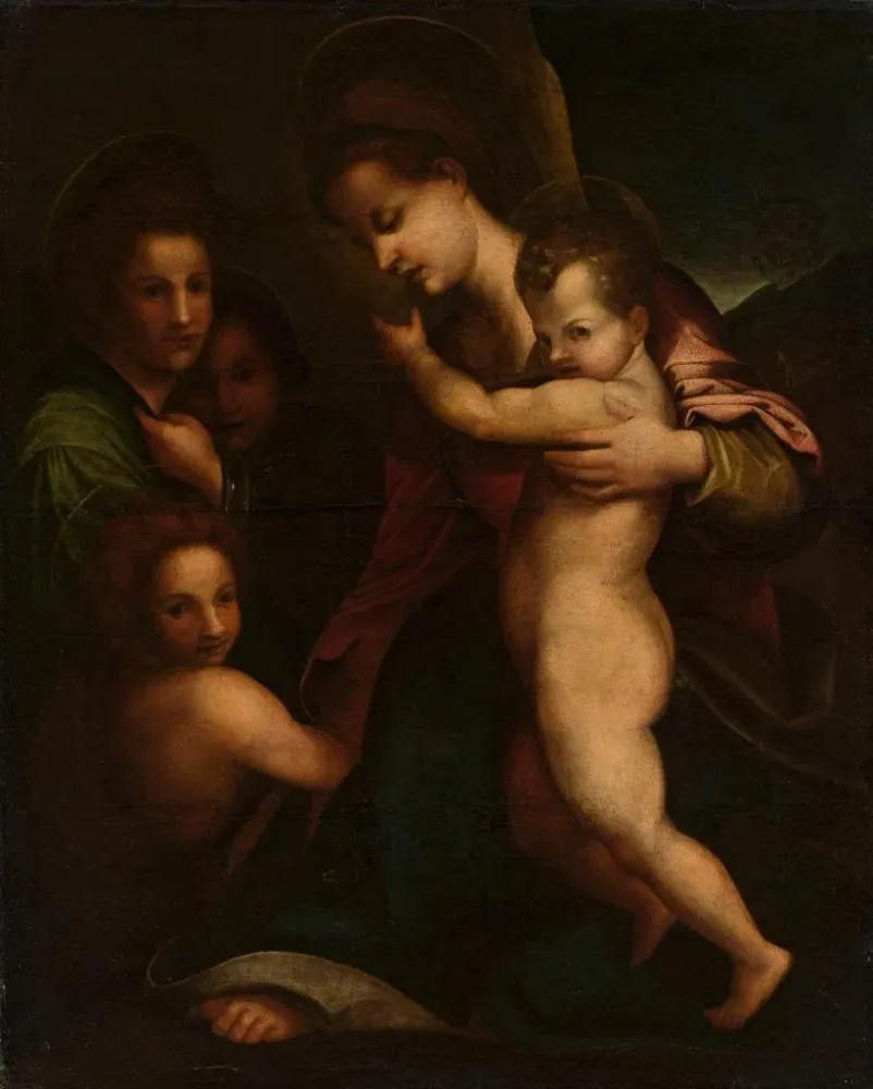 Obraz La Vierge à l'Enfant Jésus et saint Jean - Andrea del Sarto | Druk artystyczny
