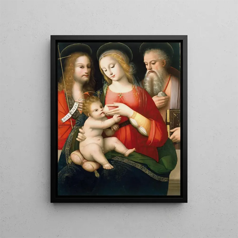 Obraz La Vierge à l'Enfant et les saints Jean-Baptiste et Jérôme - Andrea del Brescianino | Druk artystyczny