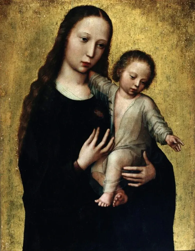 Obraz La Vierge Marie avec l'Enfant Jésus en chemise - Adriaen Isenbrandt | Druk artystyczny