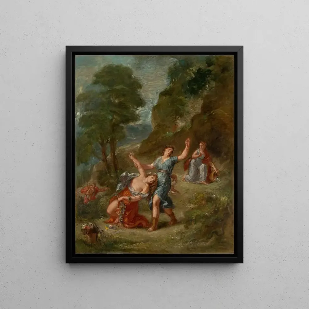 Obraz Wiosna: Eurydyka ugryziona przez węż podczas zbierania kwiatów, śmierć Eurydyki - Eugène Delacroix | Druk artystyczny