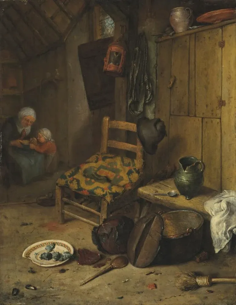 Obraz Wnętrze kuchni z matką i jej dzieckiem - Adriaen van Ostade | Druk artystyczny