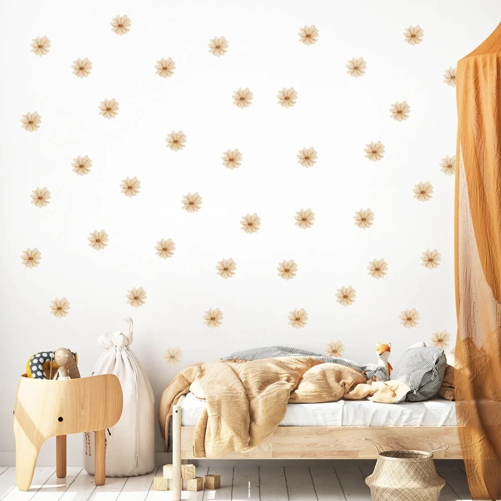 PASTELOVELOVE naklejki na ścianę dla dzieci stokrotki boho