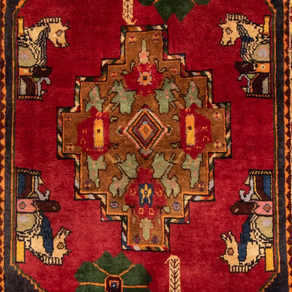 Perski dywan - Nomadyczny - 188 x 108 cm - czerwony