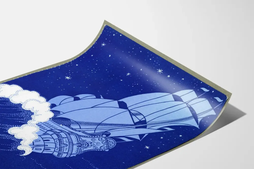 Plakat Żaglówka Niebieska i Nocne Gwiazdy