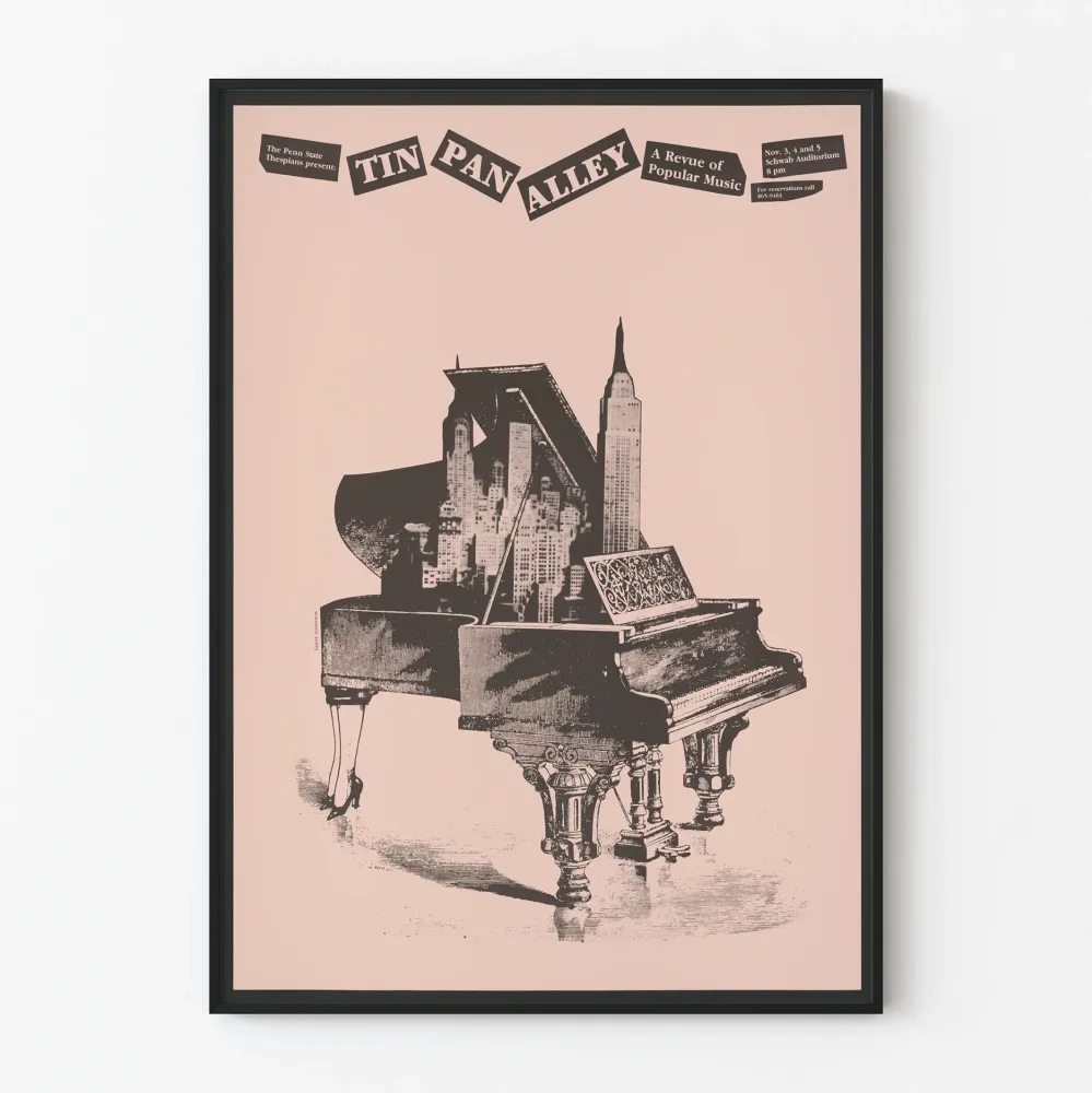 Plakat artystyczny revue muzyczne Tin Pan Alley vintage
