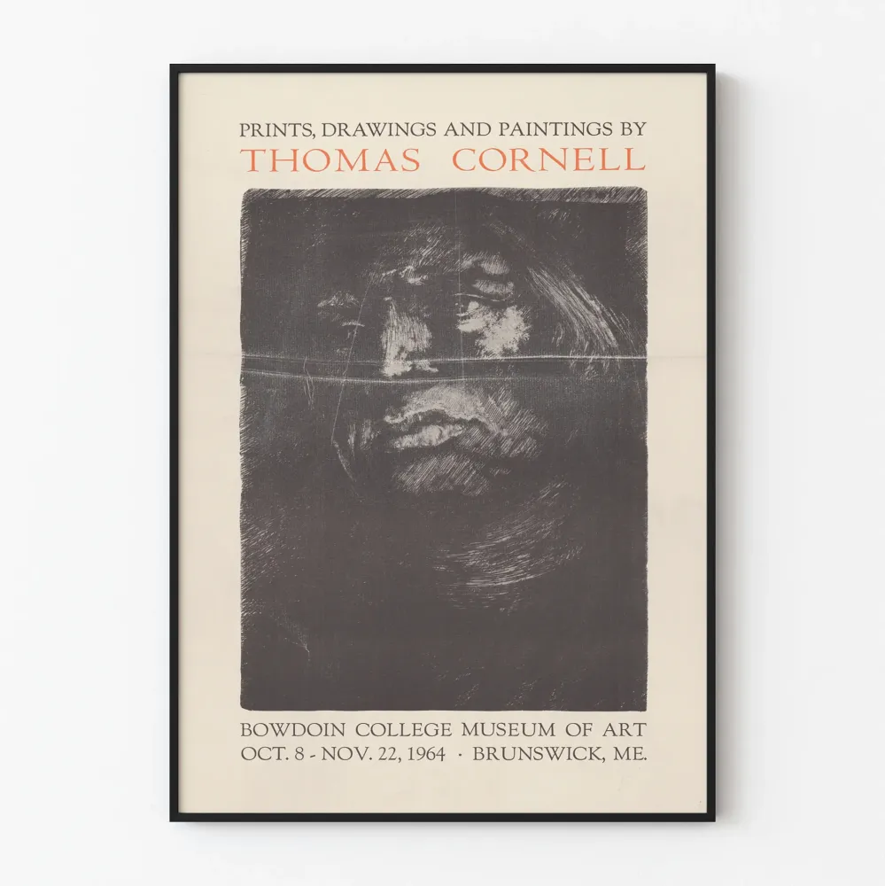 Plakat artystyczny Thomasa Cornella - Wystawa 1964 w Muzeum Sztuki Uniwersytetu Bowdoin