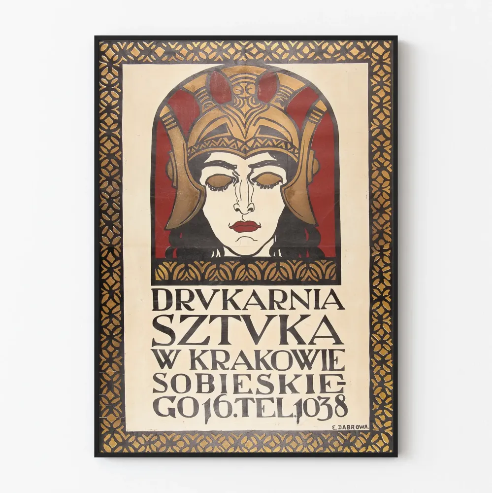 Plakat artystyczny vintage Drukarnia Sztuka w Krakowie