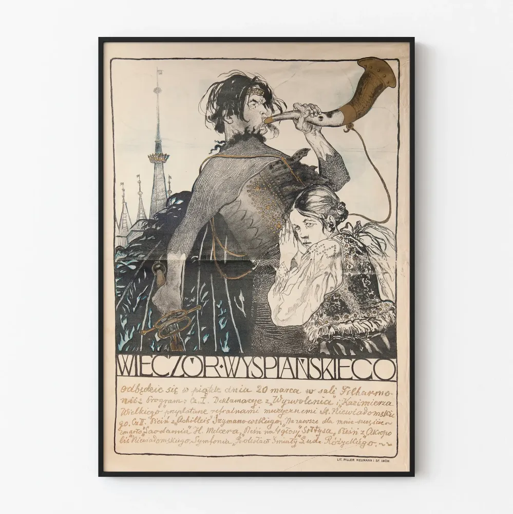 Plakat artystyczny vintage w stylu średniowiecznym
