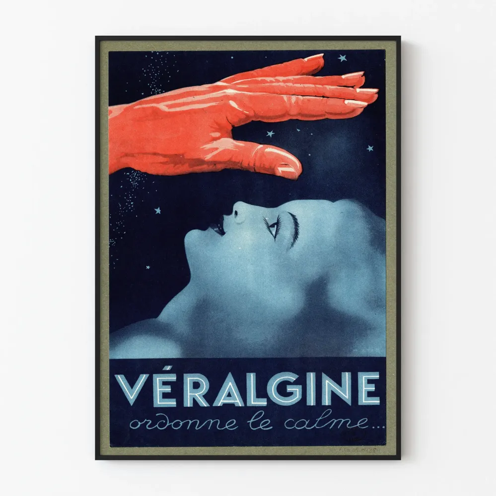 Plakat artystyczny vintage VÉRALGINE recepta na spokój
