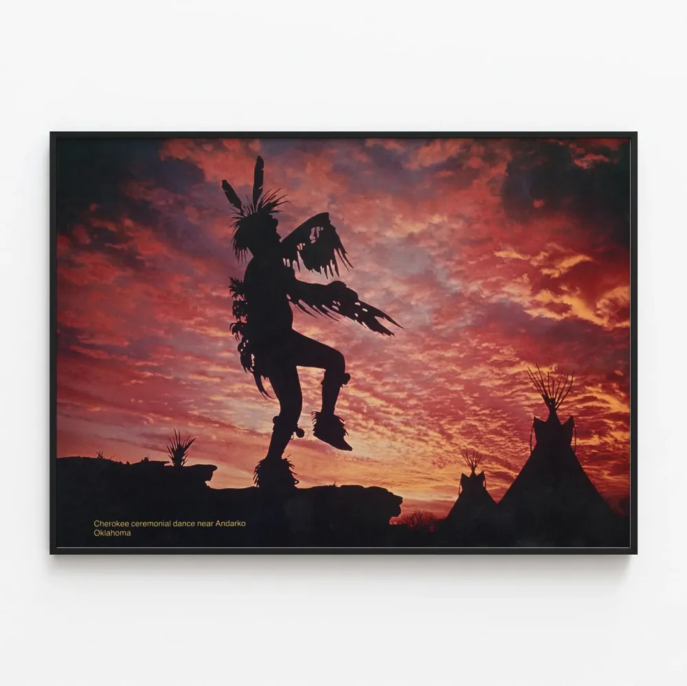 Plakat Ceremonialnego Tańca Czirokezów o Zachodzie Słońca