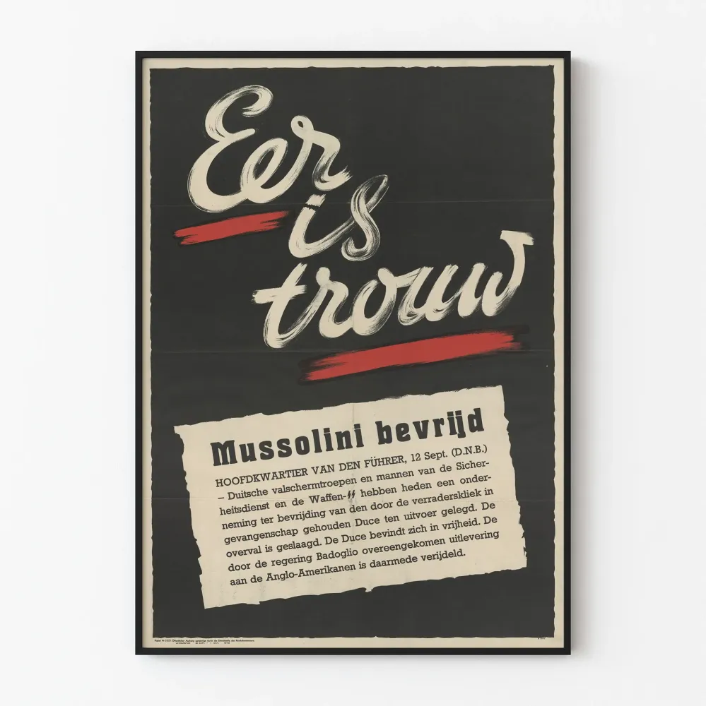 Plakat ścienny vintage „Eer is trouw” Wojna 1943