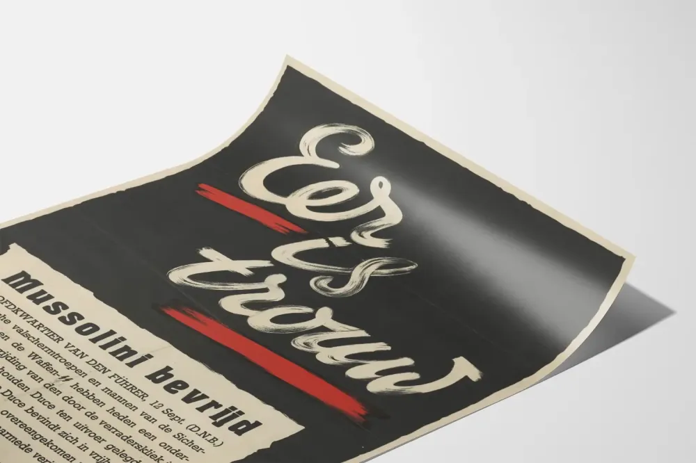 Plakat ścienny vintage „Eer is trouw” Wojna 1943