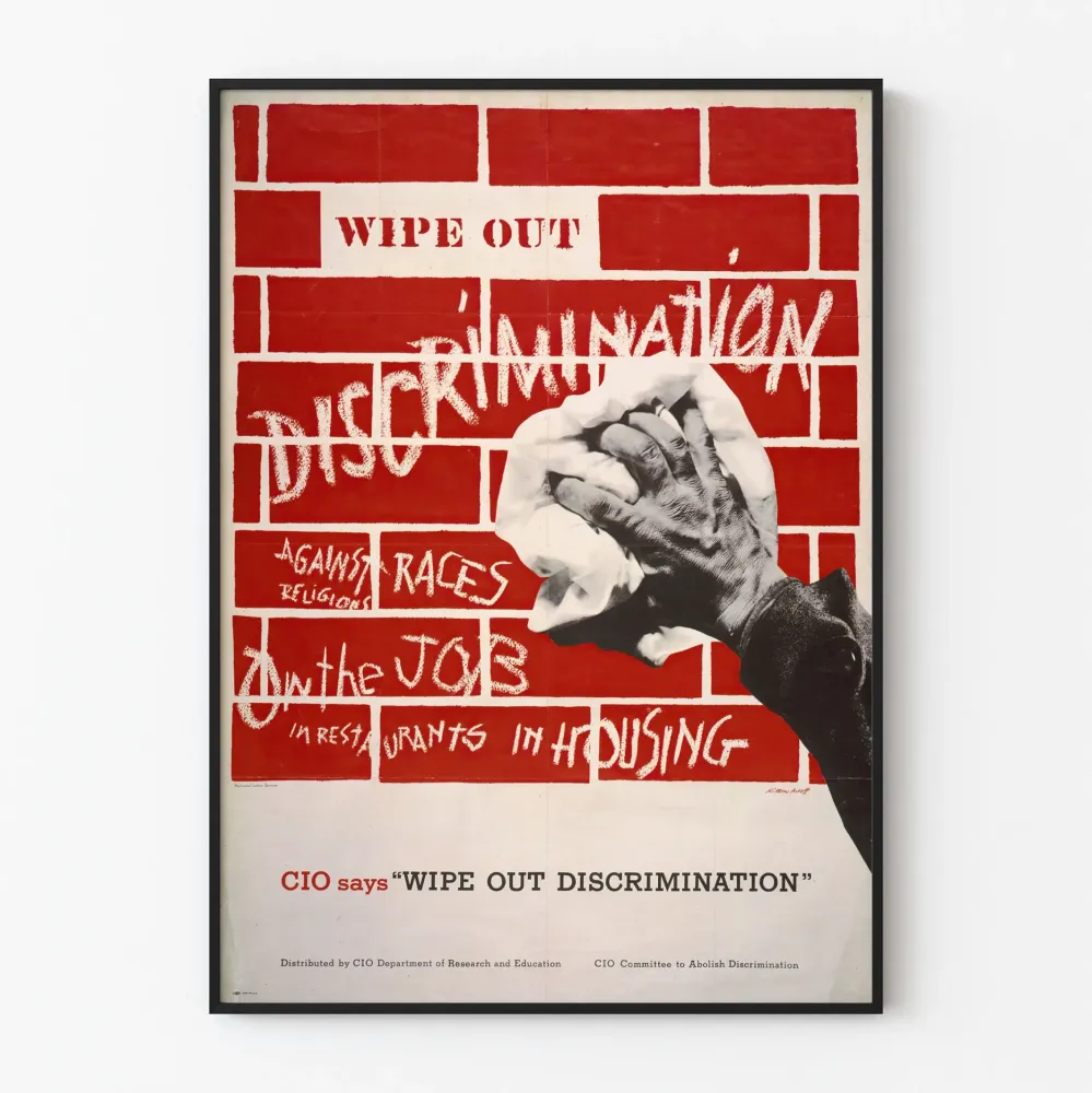 Plakat ścienny vintage przeciw dyskryminacji czerwony i biały