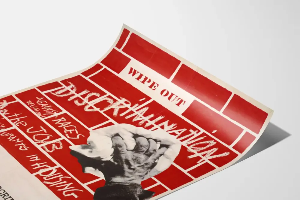 Plakat ścienny vintage przeciw dyskryminacji czerwony i biały