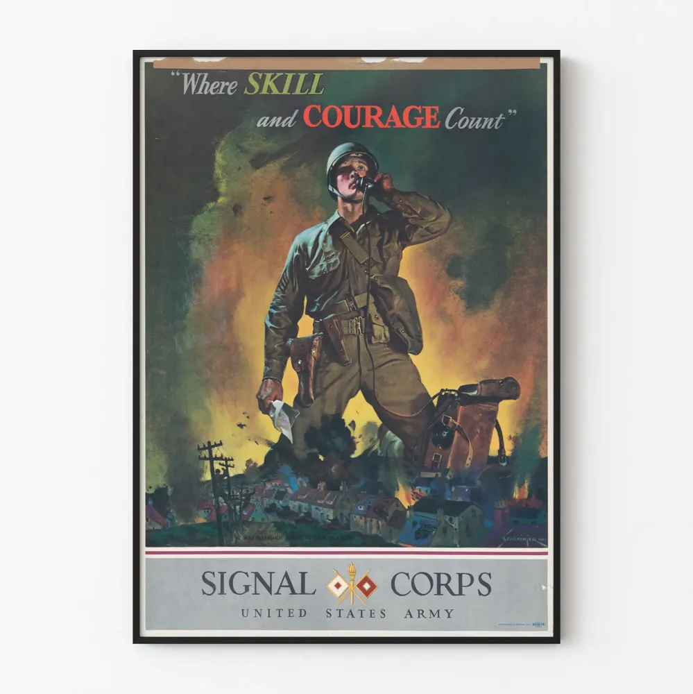 Plakat ścienny wojskowy Signal Corps Armii Stanów Zjednoczonych