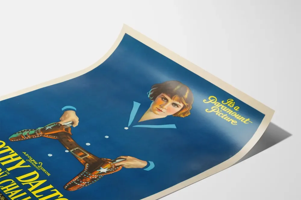 Plakat Crimson Challenge w stylu retro filmowym z Dorothy Dalton