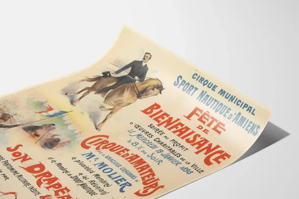 Plakat Cyrku Miejski Sportów Wodnych w Amiens Festyn Charytatywny 1898